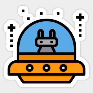 bunny in ufo icon sticker Sticker